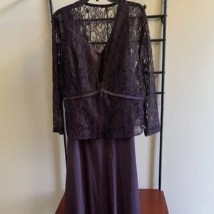 Women’s size 16, long purple sleeveless dress with jacket
